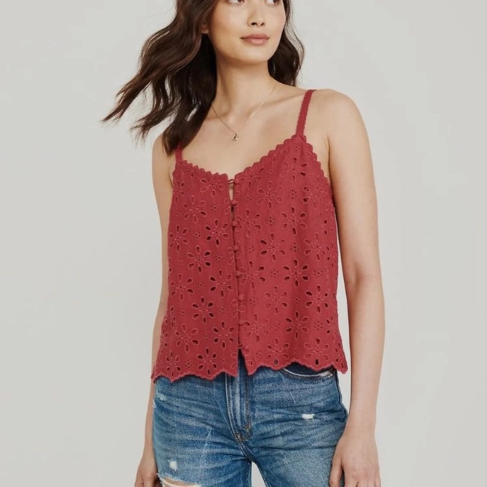 Eyelet Button-Front Cami